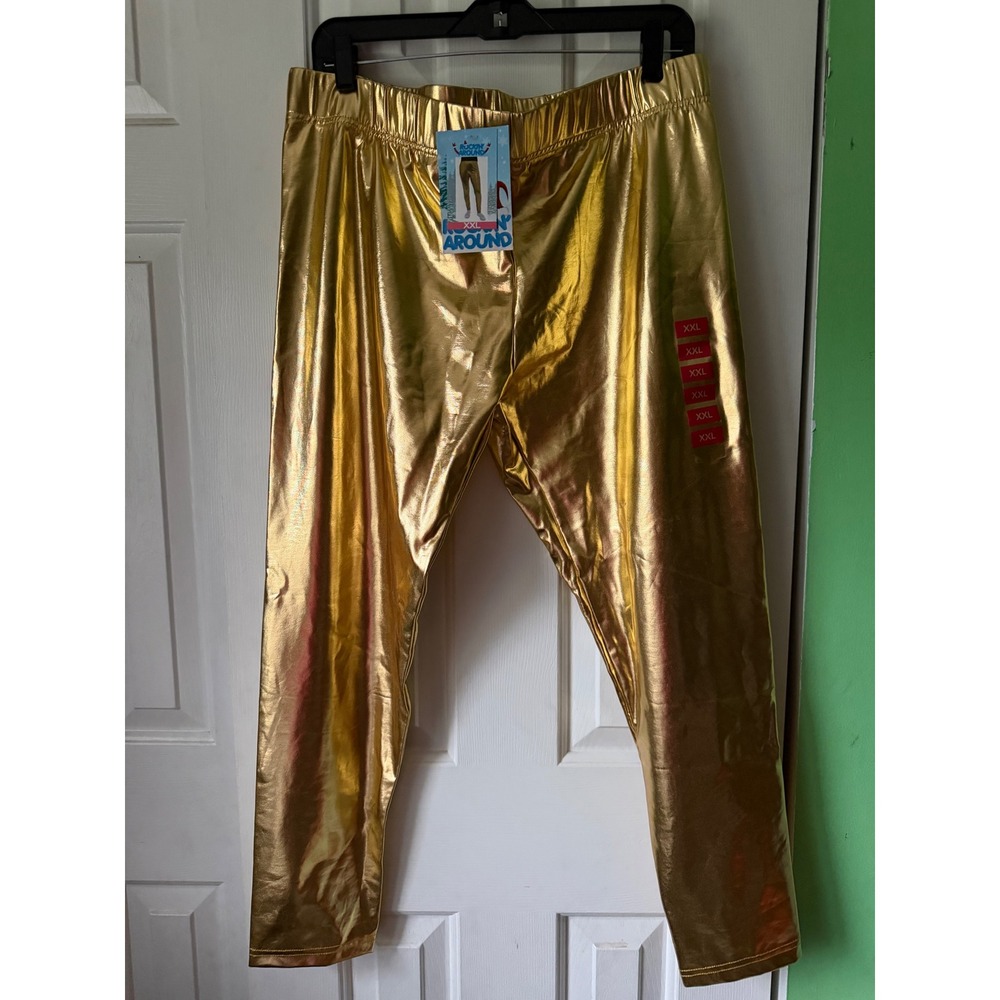 Rockin Around‎ Metallic Gold Leggings Womens XXL Gold New Shiny Holiday Festive